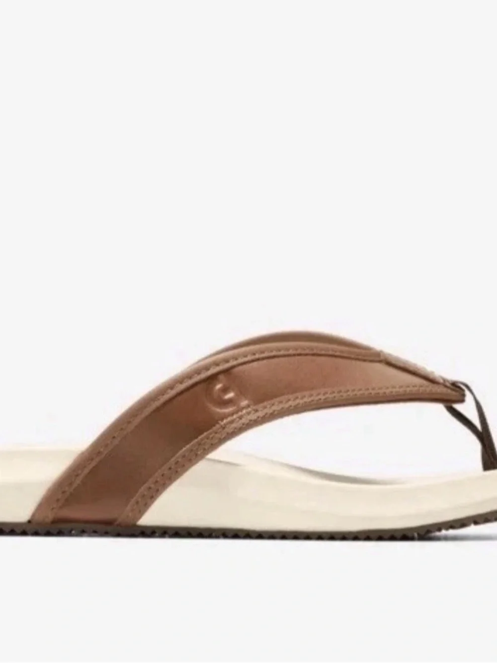 Cole Haan Brown Leather Thong Sandals with White Footbed Size US10